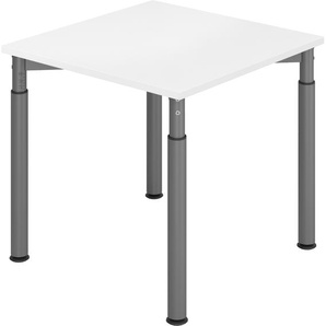 bümö® Schreibtisch Y-Serie höhenverstellbar, Tischplatte 80 x 80 cm in weiß, Gestell in graphit