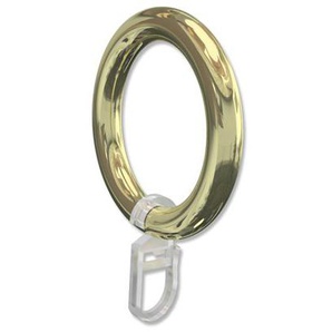 Gardinenstangen Ringe mit Faltenhaken / Gardinenringe in Messing-farbig / Kunststoff für 28 mm Ø (10 Stück)