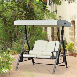 Outsunny 2-Sitzer Hollywoodschaukel Gartenschaukel mit Sonnendach Kissen Metall Polyester Beige 162 x 118 x 173 cm