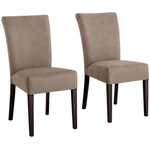 Stuhl HOME AFFAIRE Queen Stühle Gr. B/H/T: 46 cm x 93 cm x 64 cm, 2 St., Luxus-Microfaser Lederoptik, grau (taupe) Holzstühle Stühle Beine aus massiver Buche, wengefarben lackiert