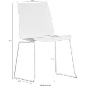 Stuhl JANKURTZ slide Stühle Gr. B/H/T: 54 cm x 84 cm x 52 cm, Metall, weiß (weiß, chromfarben) Esszimmerstuhl Kufenstuhl Stapelstuhl Esszimmerstühle Stühle Sitzschale aus Kunsstoff, stapelbar, in 3 Farben