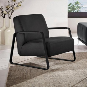 W.SCHILLIG Cocktailsessel quadroo, mit bezogenen Armlehnen, Gestell in Schwarz pulverbeschichtet
