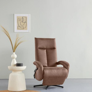 Places of Style TV-Sessel Birkholm, wahlweise manuell, mit zwei Motoren oder Akku 2 Motoren, und Aufstehhilfe. in Breiten Luxus-Microfaser Lederoptik, manuell-Größe M, B/H/T: 74 cm x 112 82 braun Fernsehsessel Sessel