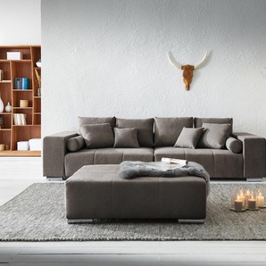 Big-Sofa Marbeya 285x115 cm Khakibraun mit Hocker XXL Sofa, Big Sofas