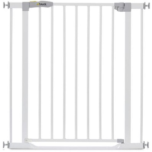 Hauck Türschutzgitter Clear Step Gate , Silber , Metall , 80 cm , Verlängerung inklusive , Babysicherheit, Schutzgitter