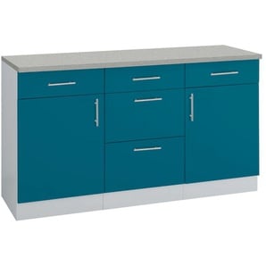 wiho Küchen Unterschrank Kiel, 150 cm breit B/H/T: x 85 50 cm, 2 blau Unterschränke Küchenschränke Schränke