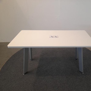 Besprechungs- und Konferenztisch, 150x70 cm, weiß, Beine silber, gebraucht