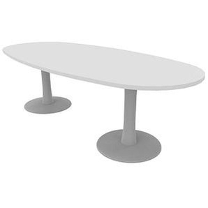 Quadrifoglio Konferenztisch Idea+ weiß oval, Säulenfuß alu, 240,0 x 110,0 x 74,0 cm