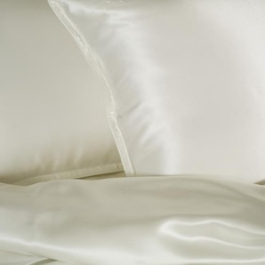 Luxus Bettwäsche, Weiß, 100% Maulbeerseide, mit echten Perlmutt-Knöpfen  135 x 200 cm