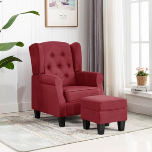 Sessel mit Fußhocker Weinrot Stoff 68x78x94 cm