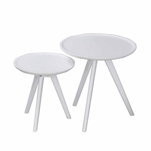 Tischchen Set in Weiß Rund (zweiteilig)