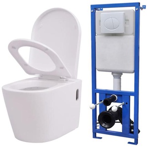 Hänge-Toilette mit Einbau-Spülkasten Keramik Weiß 56x36x34cm