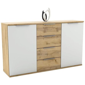 Carryhome Sideboard , Wildeiche , Holzwerkstoff , 2 Fächer , 4 Schubladen , 150x90x38 cm , Wohnzimmer, Kommoden & Sideboards, Sideboards