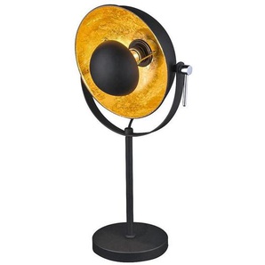 Globo Tischleuchte , Schwarz, Gold , Metall , 25.5x56.5 cm , Kippschalter, schwenkbar , Innenbeleuchtung, Tischlampen