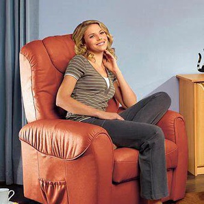 TV-Sessel SIT&MORE Sessel Gr. Kunstleder SOFTLUX, manuell verstellbar, ohne Funktion, B/H/T: 75 cm x 110 cm x 92 cm, rot (lachs) Fernsehsessel und TV-Sessel Sessel wahlweise manuell verstellbar oder mit Motor Aufstehhilfe