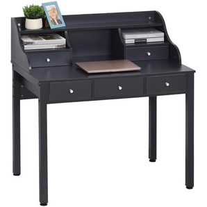 HOMCOM Schreibtisch mit Regal Schublade, Arbeitstisch, Computertisch, Bürotisch, MDF, Dunkelgrau, 100 x 60 x 105 cm