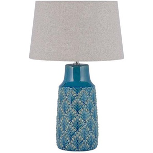 Tischlampe in Blau Keramik 55 cm mit dekorativen Verzierungen langes Kabel mit Schalter Wohnzimmer Glamour