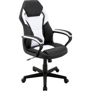 Gaming-Stuhl BYLIVING Matteo Stühle Gr. Kunstleder-Netzstoff, schwarz / weiss, schwarz (schwarz, weiß) Gamingstühle verstellbarer Gaming Chair