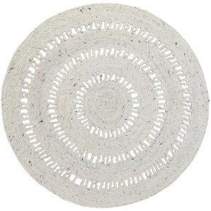 Hochwertiger Teppich „Bibek“, 110 cm Durchmesser, ecru gesprenkelt, aus Wolle und Baumwolle, von Nattiot