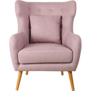 Ohrensessel HOME AFFAIRE Niebüll Sessel Gr. Struktur, B/H/T: 78 cm x 100 cm x 85 cm, rosa Ohrensessel Sessel mit Knopfheftung in der Rückenlehne und Steppung auf Rückseite