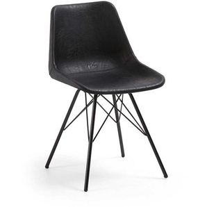 Esstisch Stühle in Schwarz Kunstleder Metallgestell (4er Set)