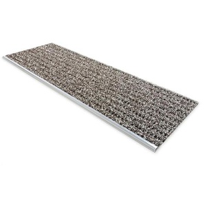 Sicherheits-Stufenmatte für außen | Mit Alu-Schiene | 24 x 60 cm | Braun