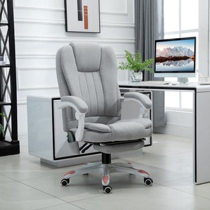 Vinsetto Massage Sessel, Bürostuhl, Gaming Stuhl, Polyester, Schaumstoff, Nylon, Grau, 66 x 63 x 107-115 cm