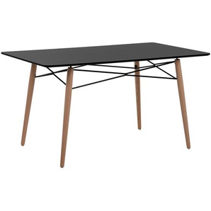 Esstisch Schwarz 80 x 140 cm MDF Tischplatte Matt Buchenholz Rechteckig Modern