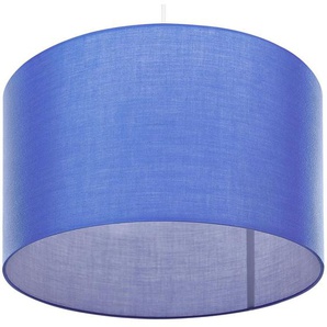 Hängeleuchte Blau runder Stoffschirm 48 cm Durchmesser Trommelform Retro Stil