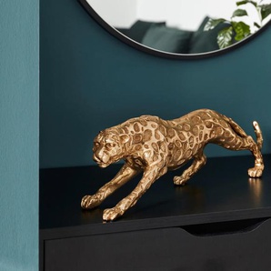 Dekofigur LEONIQUE Leopard Dekofiguren Gr. B/H/T: 53 cm x 10 cm x 10 cm, goldfarben Figuren Skulpturen Dekofiguren gold