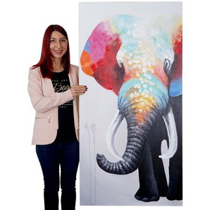 Ölgemälde Elefant II, 100% handgemaltes Wandbild Gemälde XL, 140x70cm