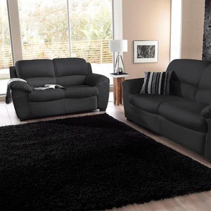 Sitzgruppe COTTA Sitzmöbel-Sets Gr. T: 89 cm, NaturLEDER, schwarz Couchgarnituren Sets Sitzmöbel-Sets Garnitur: 2-Sitzer und 2,5-Sitzer