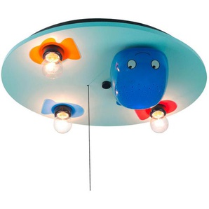Kinderdeckenleuchte Wal , Hellblau, Dunkelblau , Kunststoff , 34x14 cm , Innenbeleuchtung, Kinderzimmerleuchten