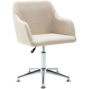 Bürostuhl Schreibtischstuhl ergonomischer Chefsessel Stoff mit Rückenarmlehne, Dreh- und Wippfunktion, höhenverstellbar, Creme Stoff + Sperrholz + Stahlbeine 55x53x(78-92) cm (BxTxH)