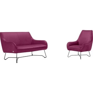 Polstergarnitur EGOITALIANO Namy Sitzmöbel-Sets Gr. Luxus-Microfaser BLUSH, pink (fuchsia) Couchgarnituren Sets Set aus 2-Sitzer und Sessel, edles Metallgestell