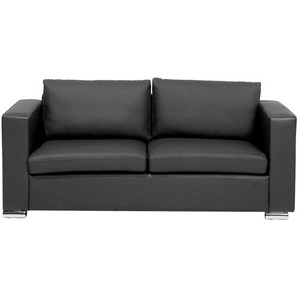 Sofa 3-Sitzer Schwarz aus Leder in geradliniger Form Modernes Design