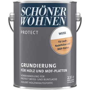 SCHÖNER WOHNEN-Kollektion Holzgrundierung Protect, 2,5 Liter, weiß, Grundierung für Holz & MDF-Platten Einheitsgröße weiß Farben Lacke Bauen Renovieren
