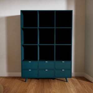 Aktenregal Blaugrün - Flexibles Büroregal: Schubladen in Blaugrün - Hochwertige Materialien - 118 x 168 x 47 cm, konfigurierbar
