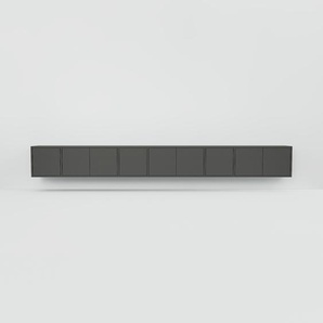 Hängeschrank Graphitgrau - Moderner Wandschrank: Türen in Graphitgrau - 341 x 41 x 34 cm, konfigurierbar