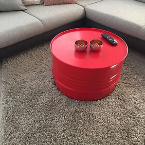Fassmöbel Beistelltisch Tisch Fass Design Möbel Couchtisch Rot Ø 57cm