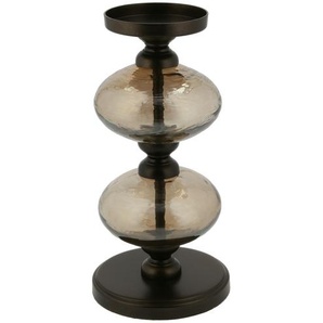 Kerzenständer - braun - Metall, Glas - 27,7 cm - [12.5] | Möbel Kraft