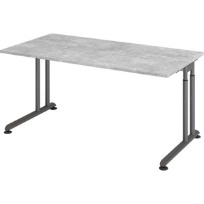 bümö® Schreibtisch Z-Serie höhenverstellbar, Tischplatte 160 x 80 cm in Beton, Gestell in graphit
