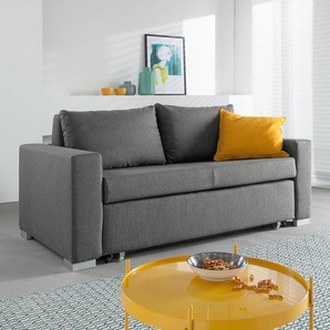 mooved Schlafsofa Latina 2-Sitzer Grau Webstoff 170x90x90 cm (BxHxT) mit Schlaffunktion/Bettkasten Modern