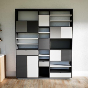 Aktenregal Graphitgrau - Büroregal: Schubladen in Grau & Türen in Graphitgrau - Hochwertige Materialien - 190 x 238 x 34 cm, konfigurierbar