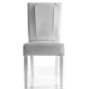 Esstisch Stühle in Weiß Kunstleder 45 cm Sitztiefe (2er Set)