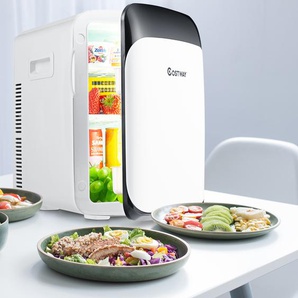 15L Mini Kühlschrank 2 in 1 Kühl- und Heizfunktion Tragbarer Kühltruhe Getränkekühler 38cm x 33cm x 27cm Weiß