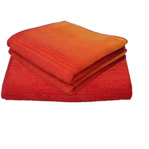 Handtuch Set DYCKHOFF Colori Handtuch-Sets Gr. 3 tlg., rot Handtücher Badetücher Handtuchset mit Farbverlauf