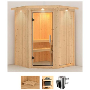 KARIBU Sauna Nanna Saunen 3,6-kW-Plug & Play Ofen mit integrierter Steuerung beige (naturbelassen) Saunen