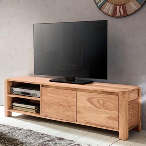Wohnling Lowboard Massivholz Akazie Kommode 140 Cm Tv-board Landhaus Tv-möbel
