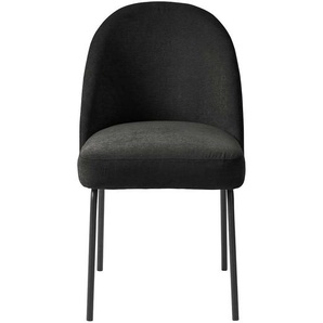 Esstisch Stühle Schwarz aus Chenillegewebe und Metall 52 cm Sitzhöhe (2er Set)